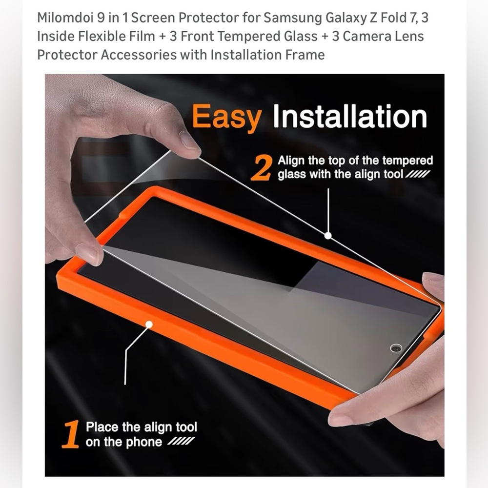 Milomdoi Tempered Glass Screen Protector: GALAXY Z-Fold 7
3-pack